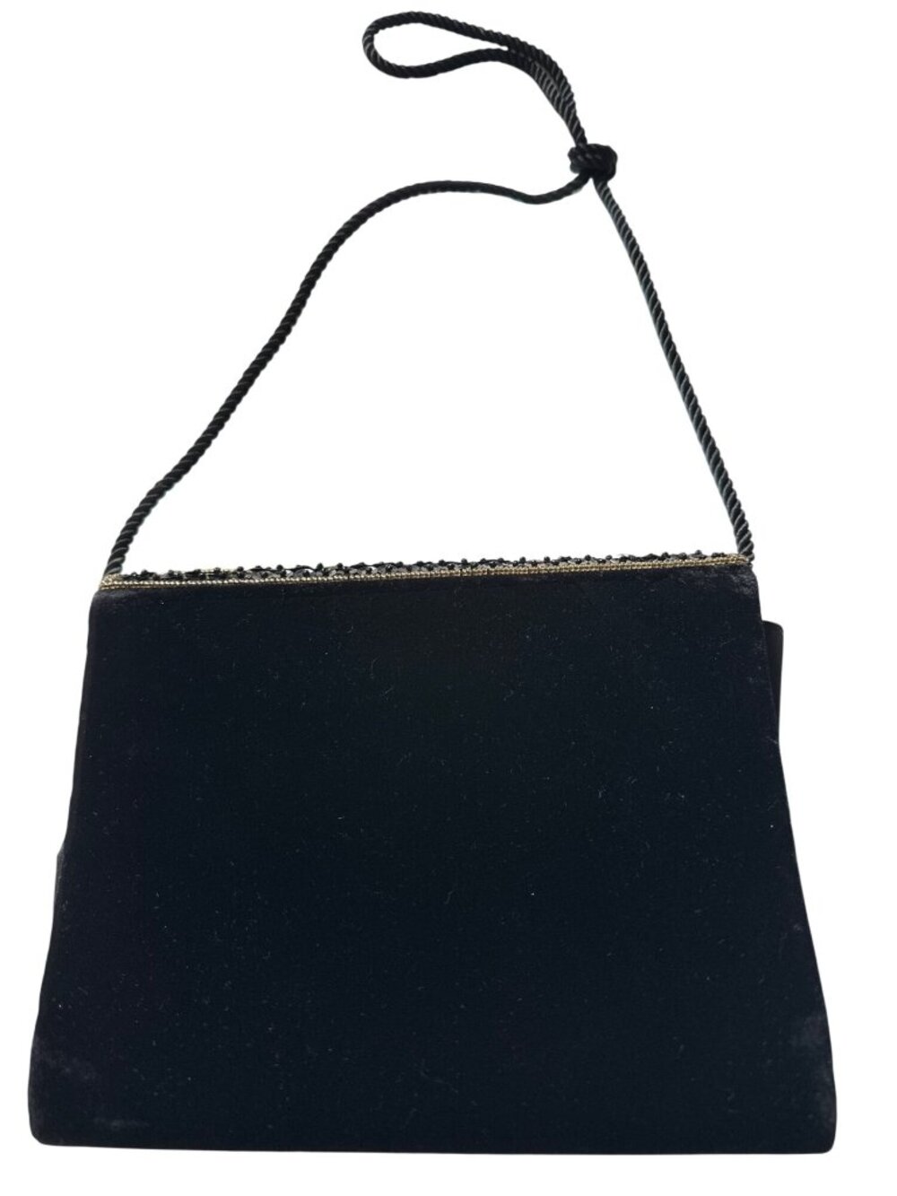 Partners Meryvns Black Velvet Beaded Paisley Evening Clutch Handbag - Picture 2 of 5
